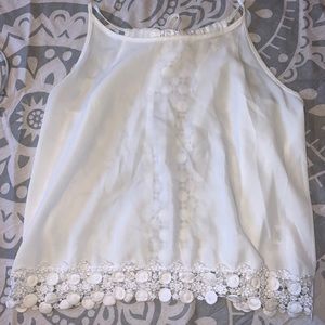 ✨ White Sheer Tank Top Blouse – Crochet Detail